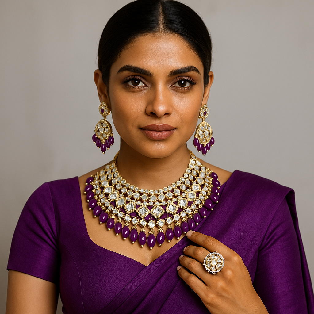 Indian Pakistani Violet traditional jewellery set