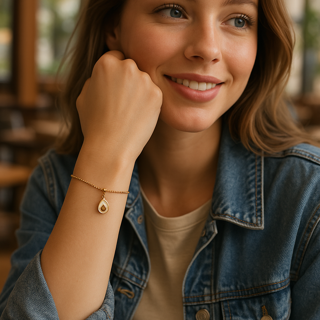 18K White Avocado Charm Bracelet