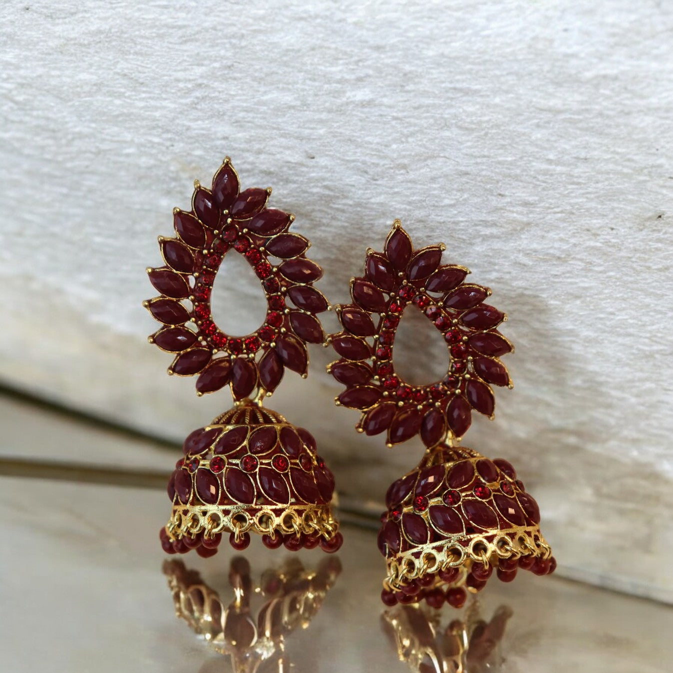 Droplet Wine Jhumka