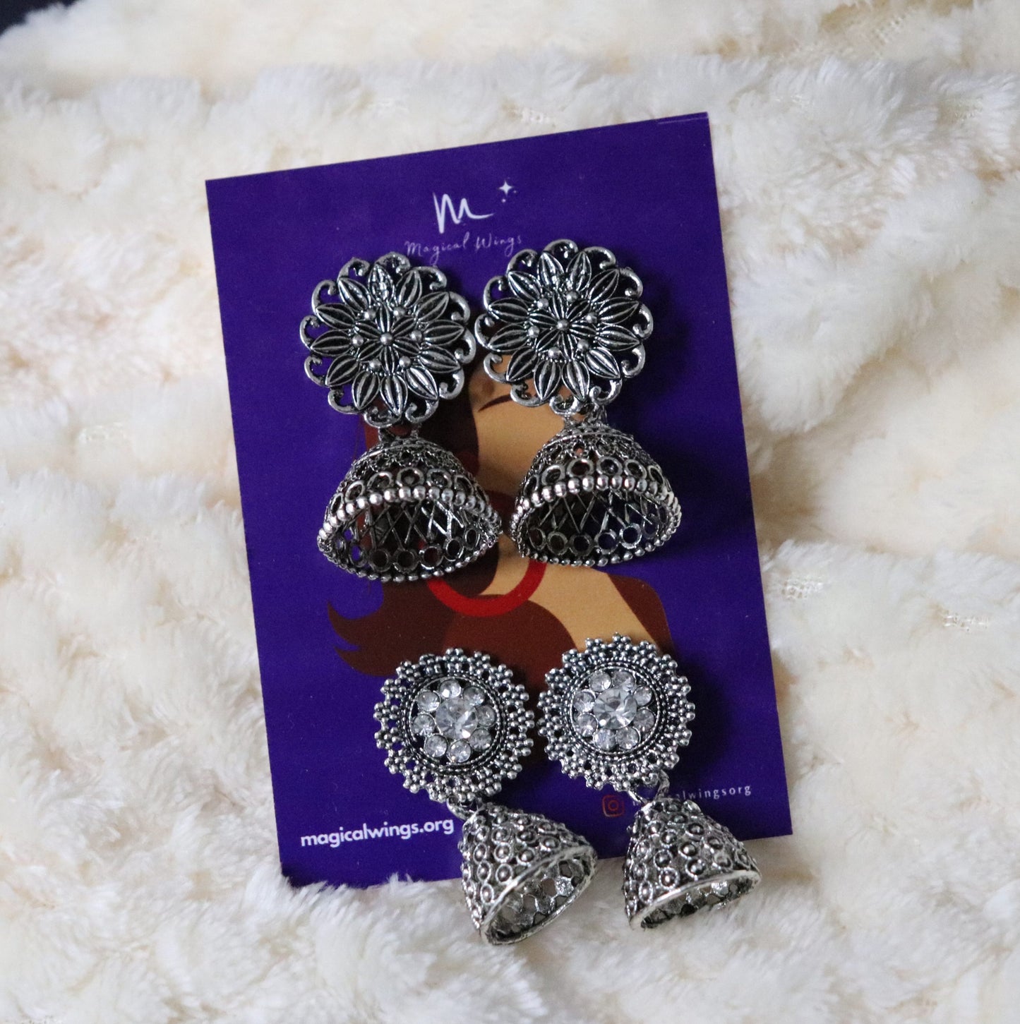 Combo Flower Circle Earrings