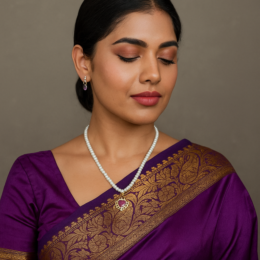 Pearl Violet Pendant Set