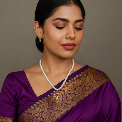 Pearl Violet Pendant Set