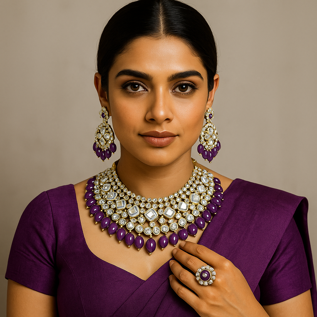 Indian Pakistani Violet traditional jewellery set