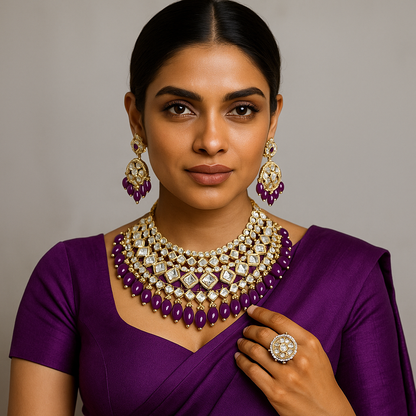 Indian Pakistani Violet traditional jewellery set