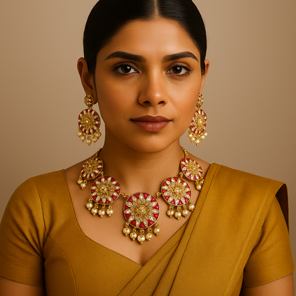 Red Gujjan Punjabi Choker Set