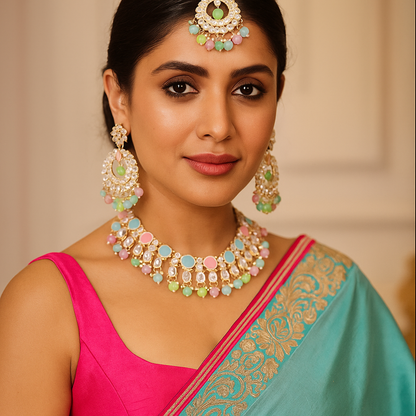 Multi Monalisa Indian Bridal Choker Set