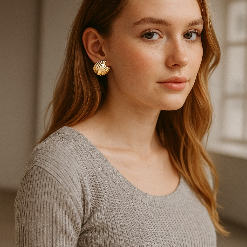 Ocean Shell Stud Earrings