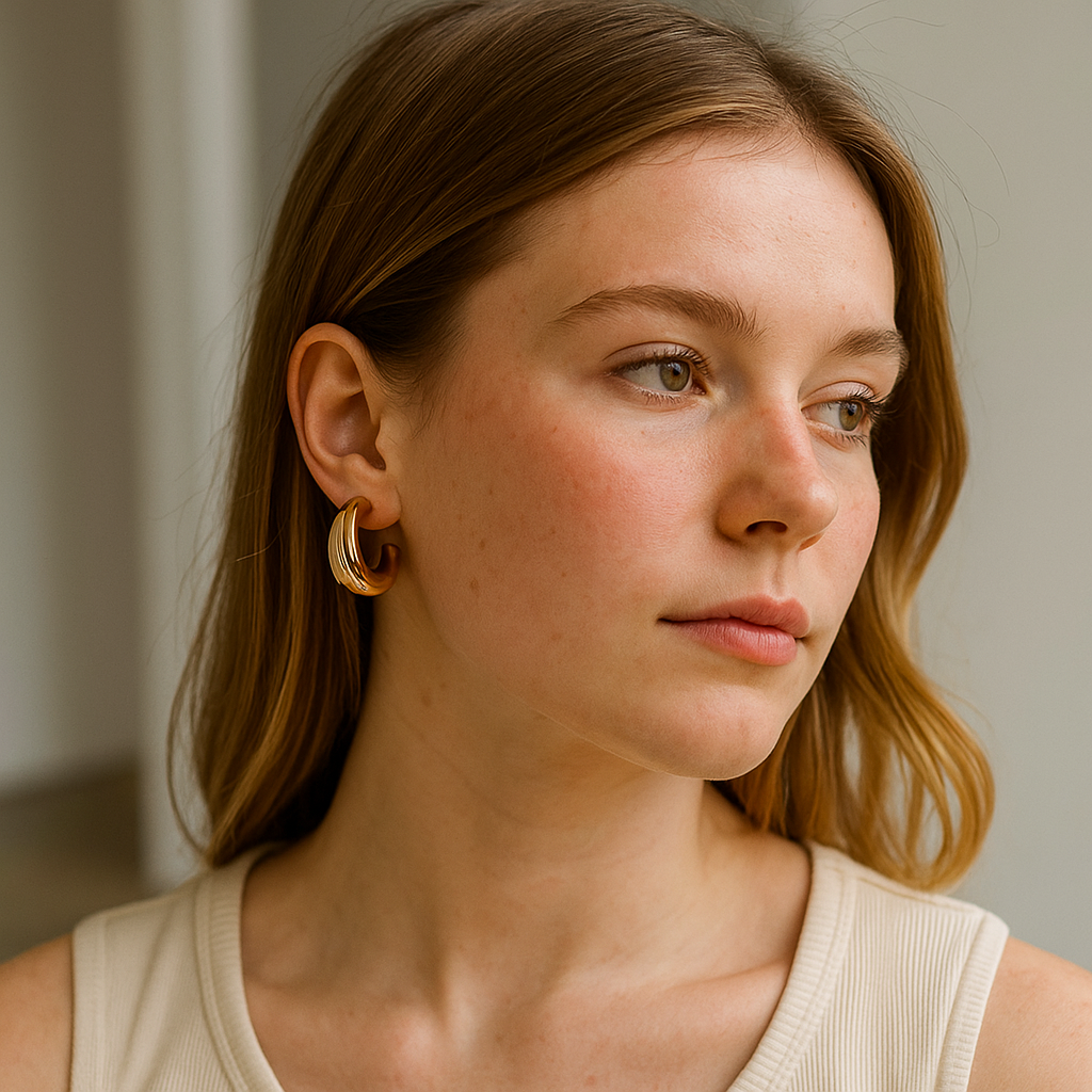 18Kt Rose Gold Chunky Revolve Stud Earrings