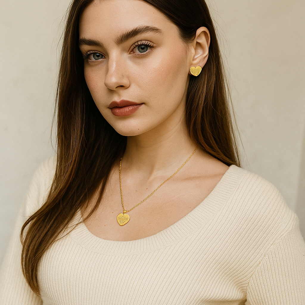 18K gold Plated heart shaped stud arrings for woman