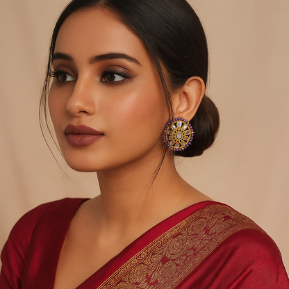 Purple Cora kUndan earring set