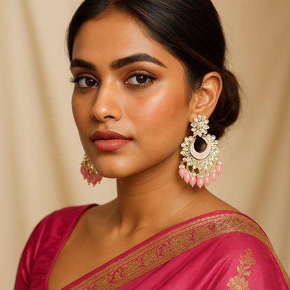 Coral Chandbali Earrings