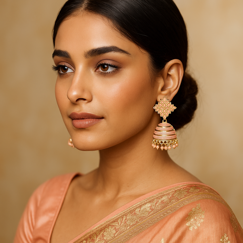 Floral Handcrafted Blush Earrings