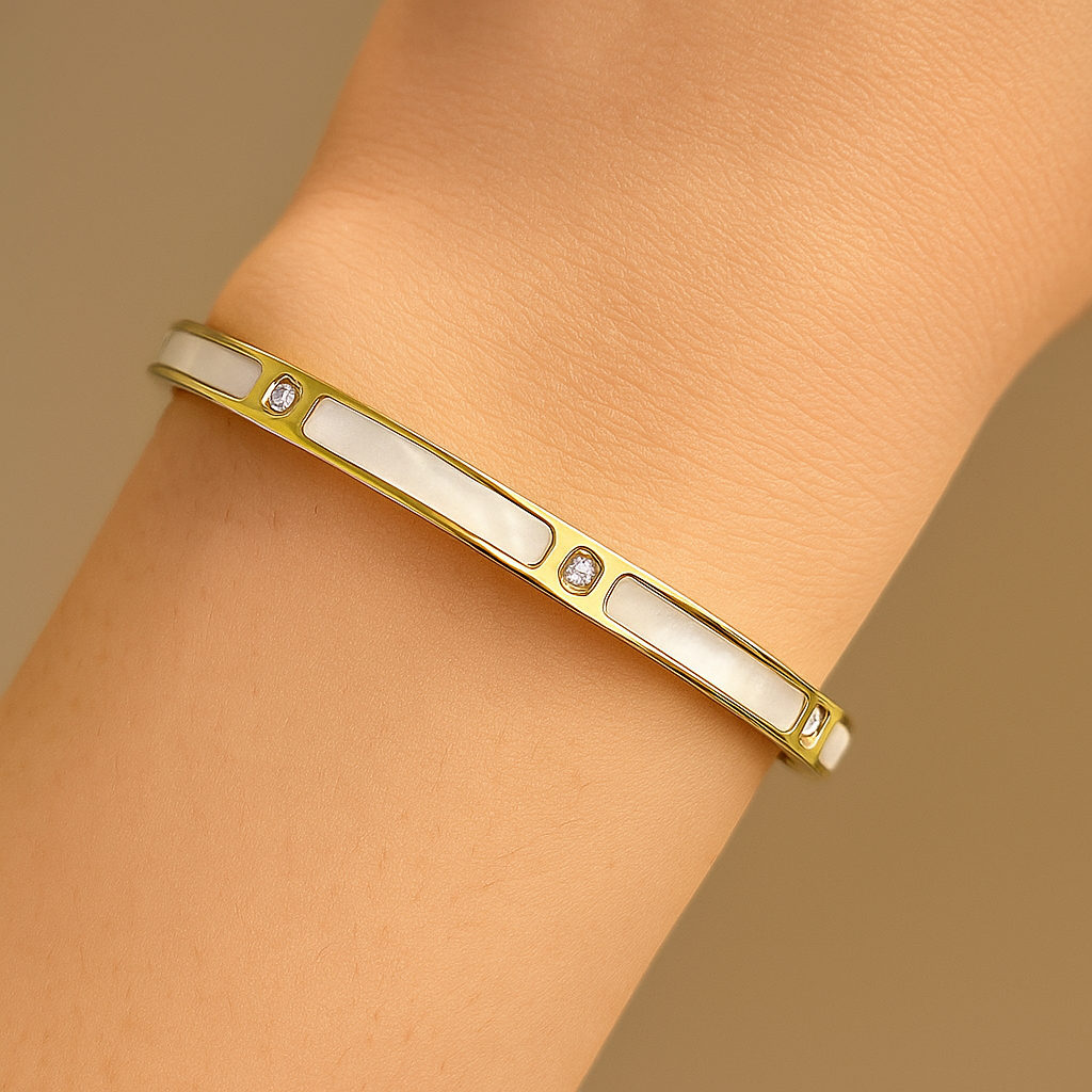 18K gold thin bangle bracelet womens