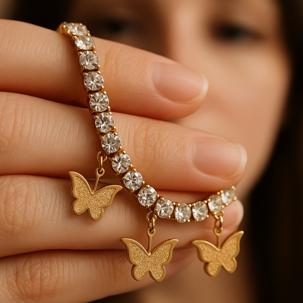 18k Gold Plated bracelet with butterfly charms