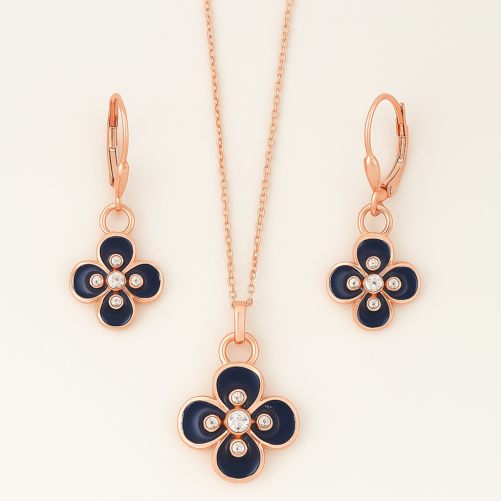 Sapphire Blossom Pendant Set