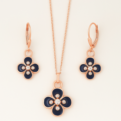 Sapphire Blossom Pendant Set