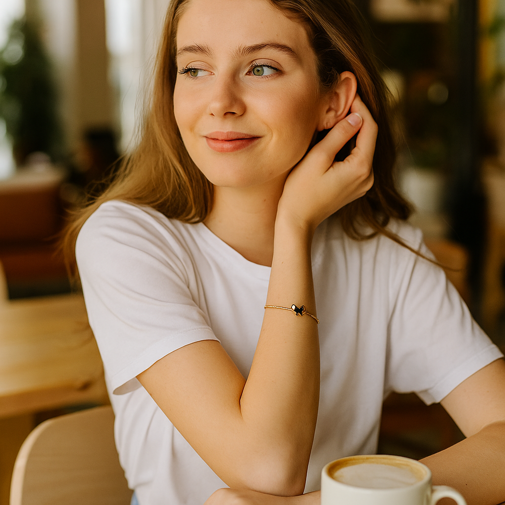 18Kt Butterfly Charm Bracelet