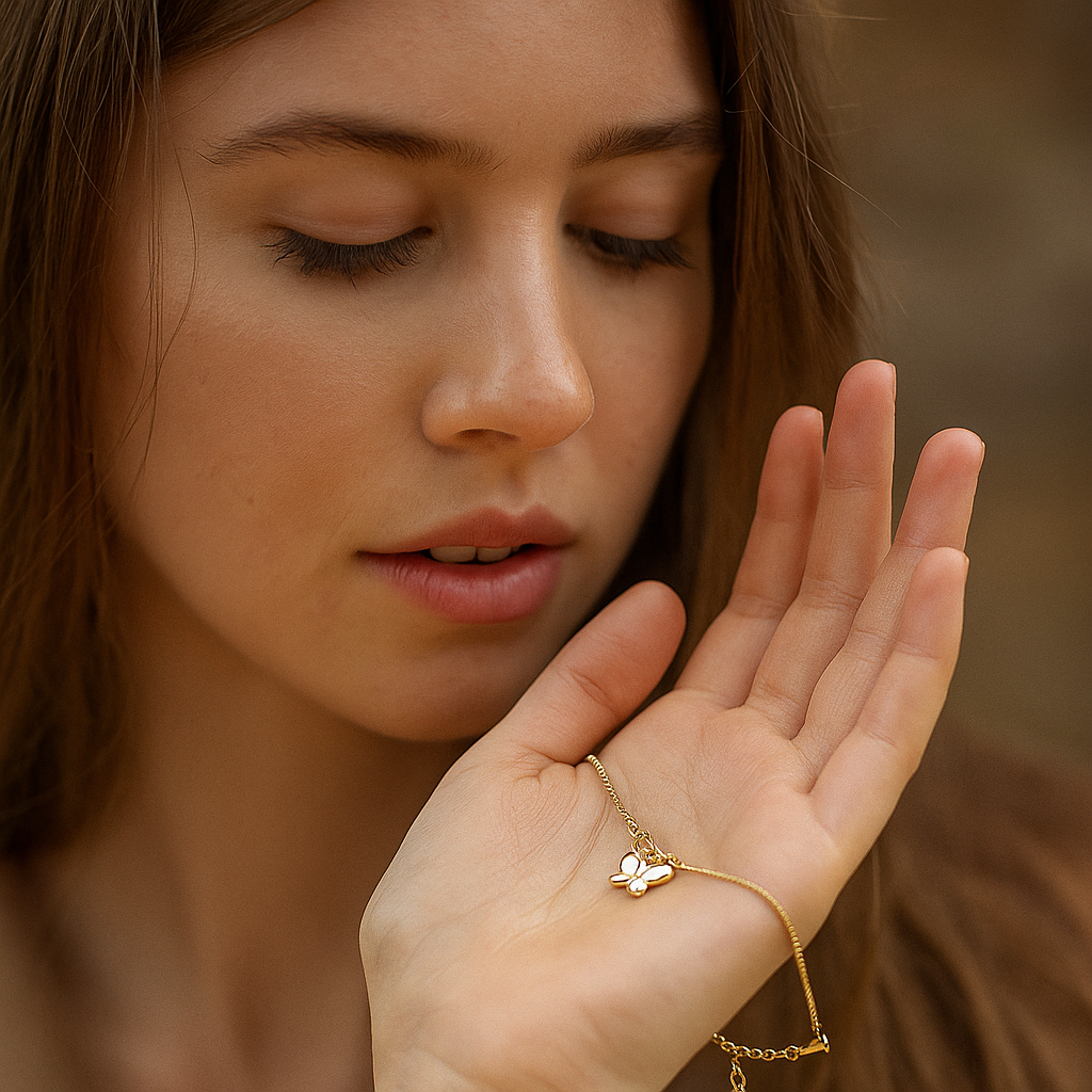 18Kt Butterfly Charm Bracelet