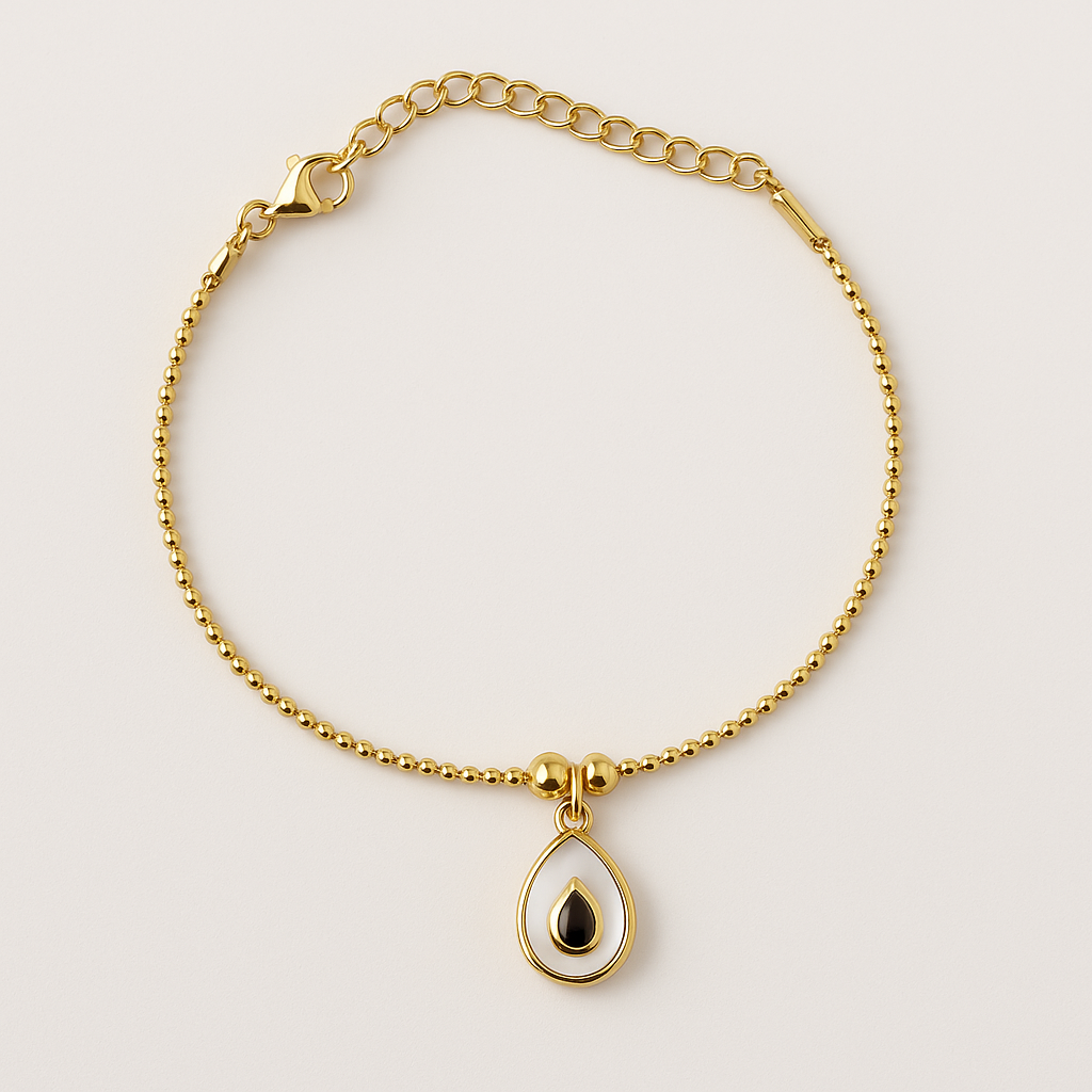 18K White Avocado Charm Bracelet