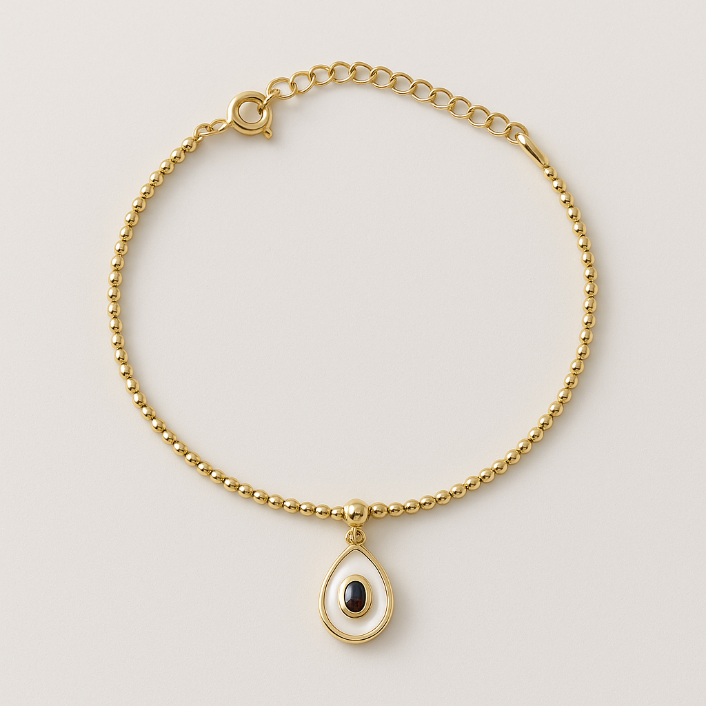 18K White Avocado Charm Bracelet