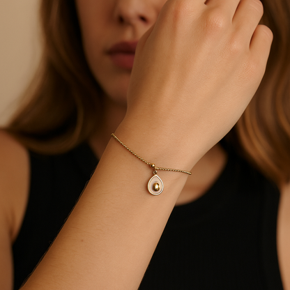 18K White Avocado Charm Bracelet
