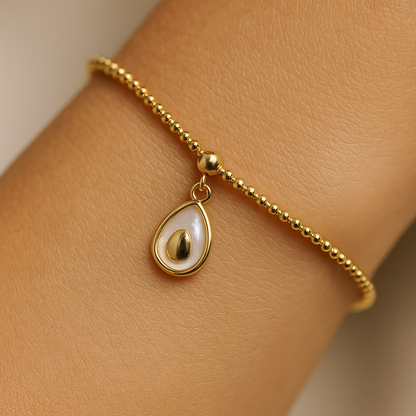 18K White Avocado Charm Bracelet