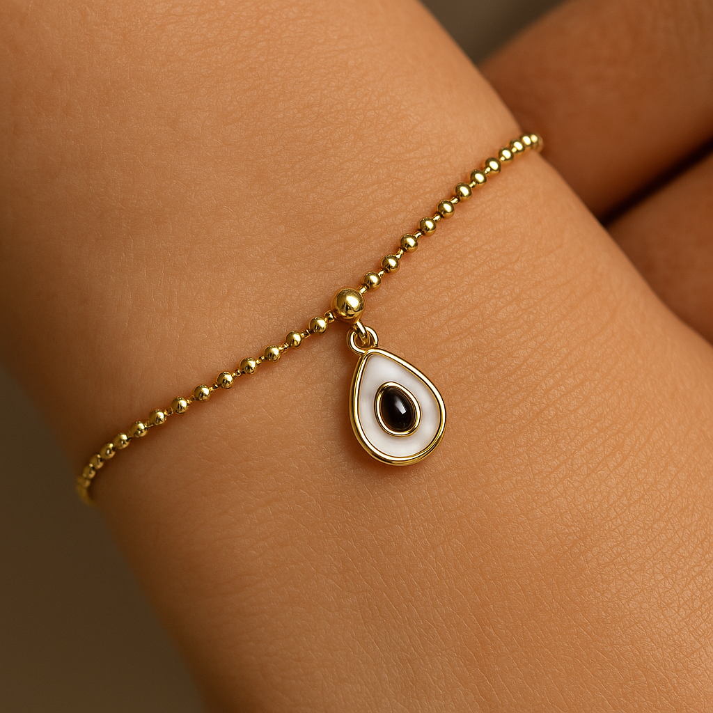 18K White Avocado Charm Bracelet