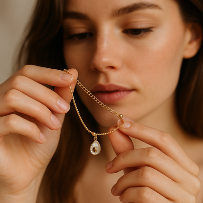 18K White Avocado Charm Bracelet