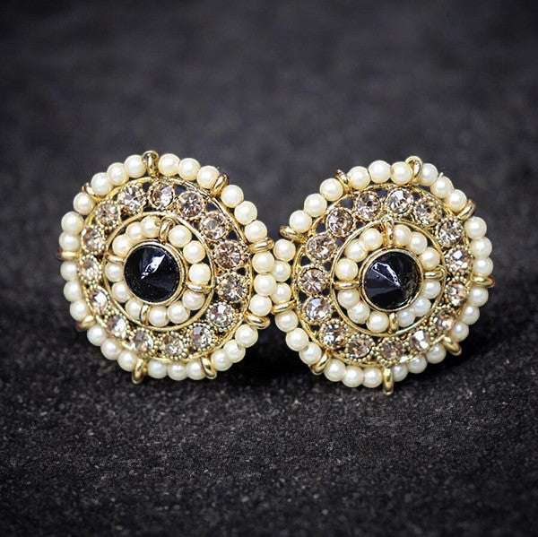 Blackish Kundan Studs