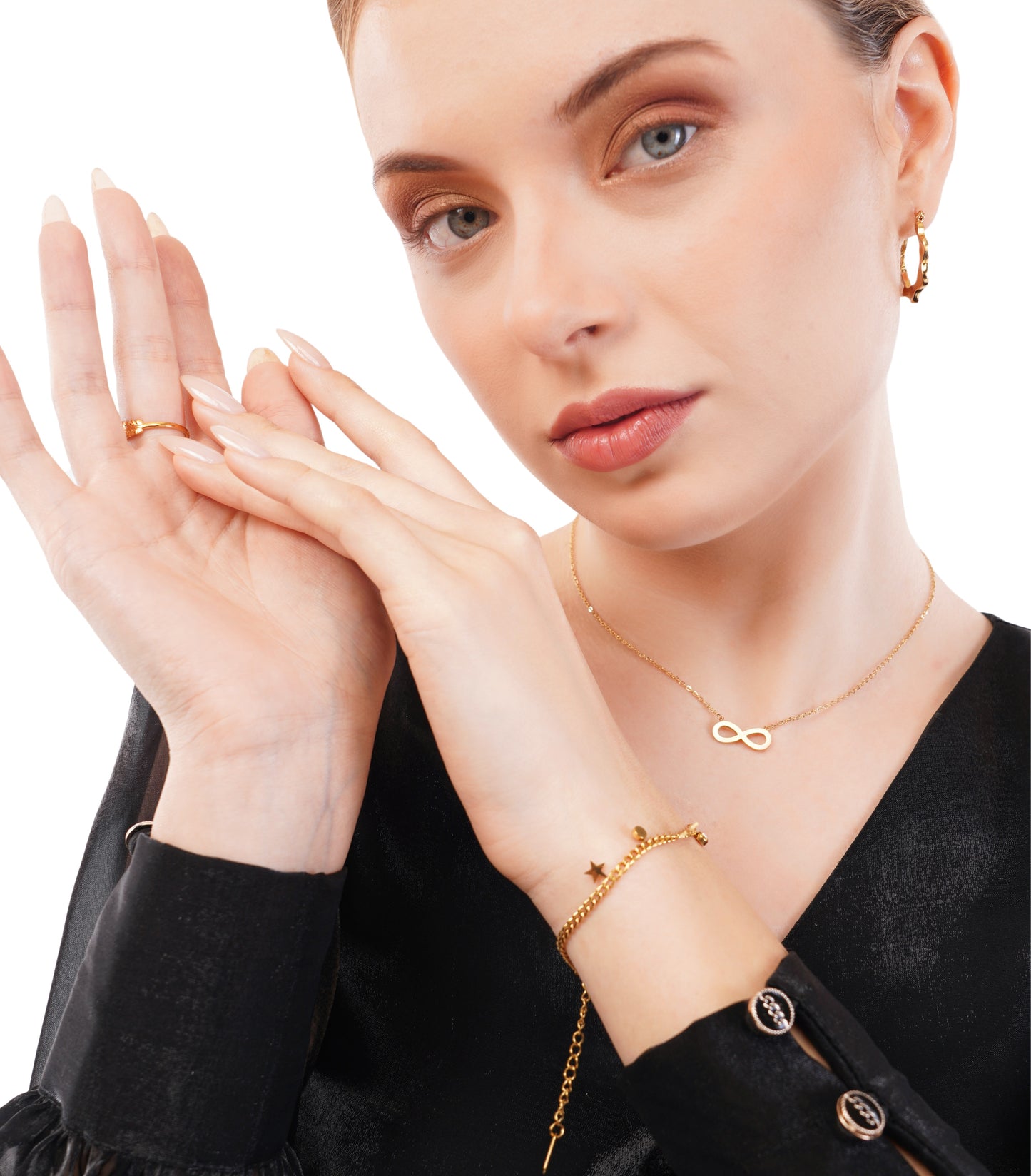 Office Look Infinity Gift Hamper – Elegant Jewellery Set for Women – Gold-Plated Earrings, Bracelet & Necklace