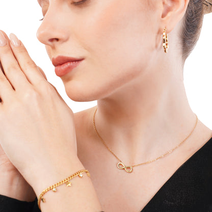 Office Look Infinity Gift Hamper – Elegant Jewellery Set for Women – Gold-Plated Earrings, Bracelet & Necklace