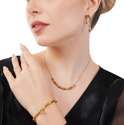 Golden Glamour Gift Hamper – Gold-Plated Earrings, Necklace & Bracelet