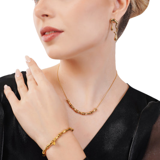 Golden Glamour Gift Hamper – Gold-Plated Earrings, Necklace & Bracelet