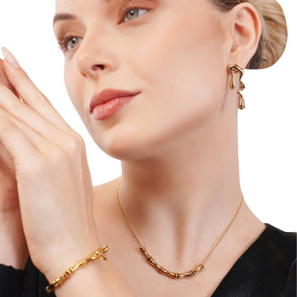 Golden Glamour Gift Hamper – Gold-Plated Earrings, Necklace & Bracelet