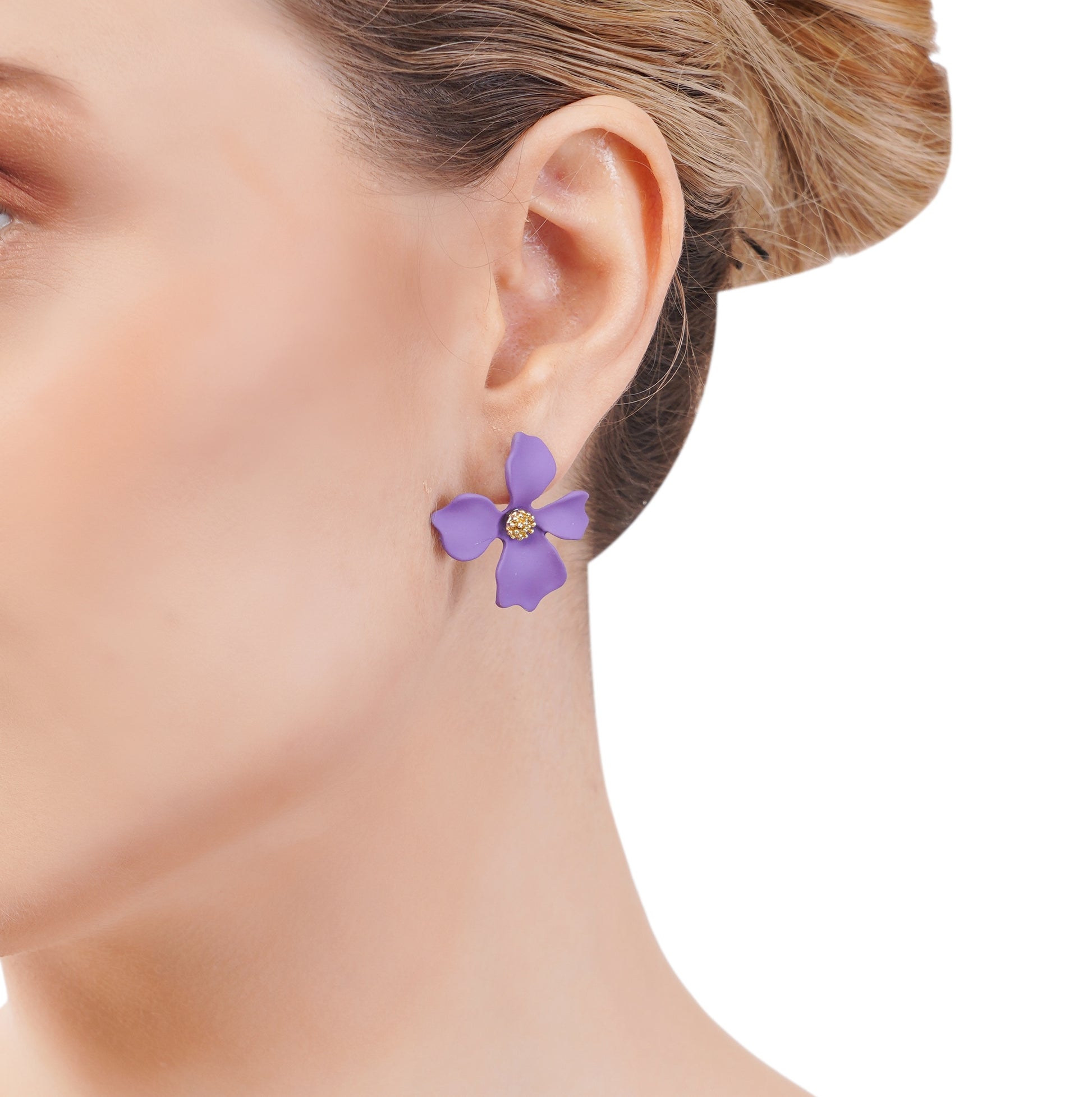 Purple flower earrings