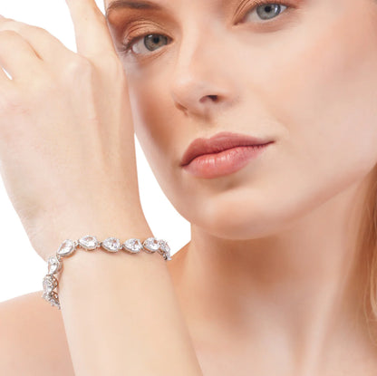 Silver Water Drop Solitaire Bracelet