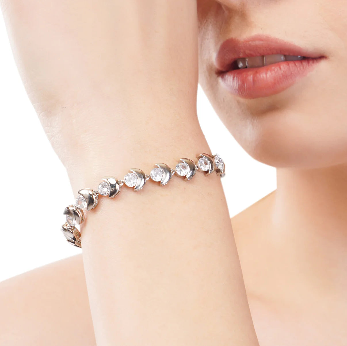 Silver Moonstone Crescent Bracelet