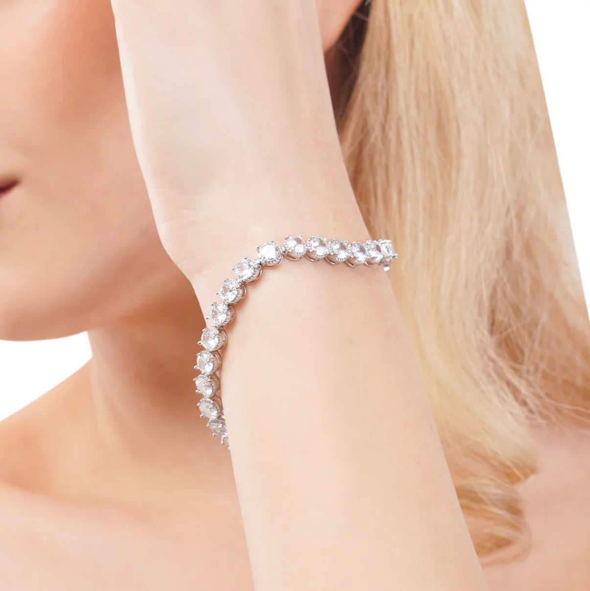 Silver Sparkly Elegant Tennis Bracelet