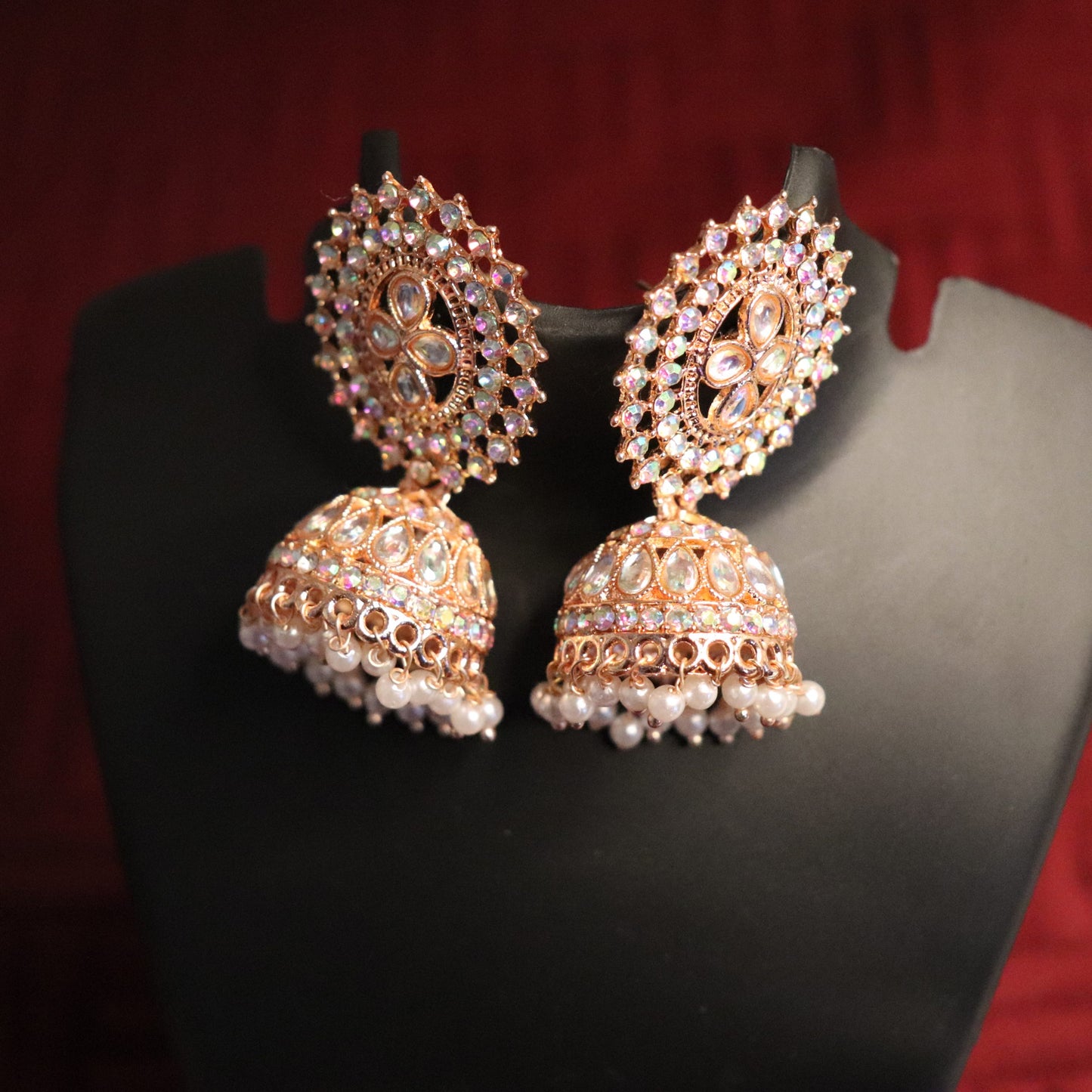 Rosy Crystal Jhumka