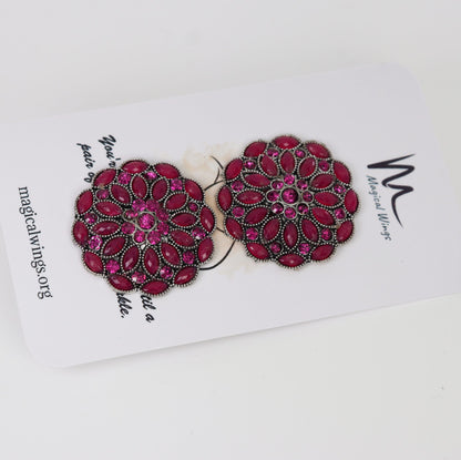 Berry Floral Cluster Studs