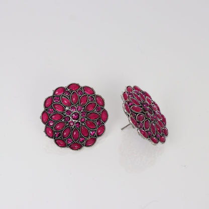 Berry Floral Cluster Studs
