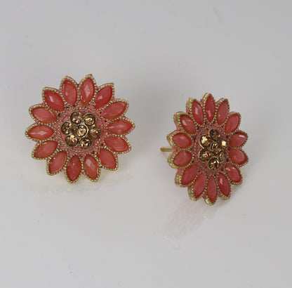 Orange Indian Stud Earrings for women 