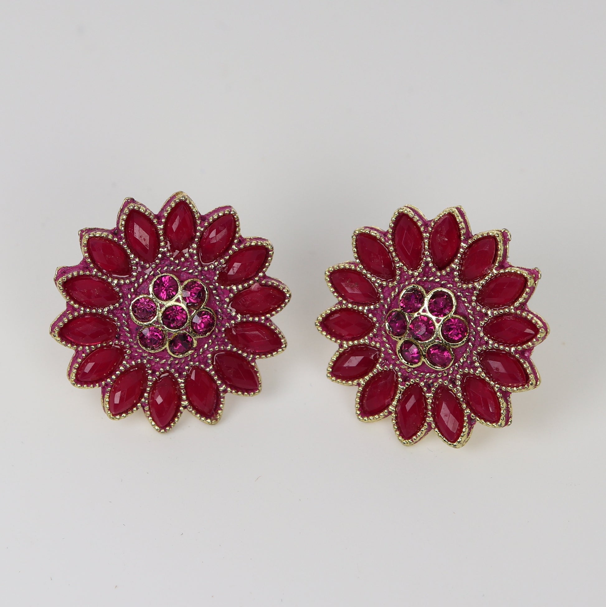 Magenta Berry Indian Style Stud Earrings