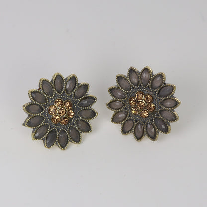Gray Indian Traditional Stud Earrings