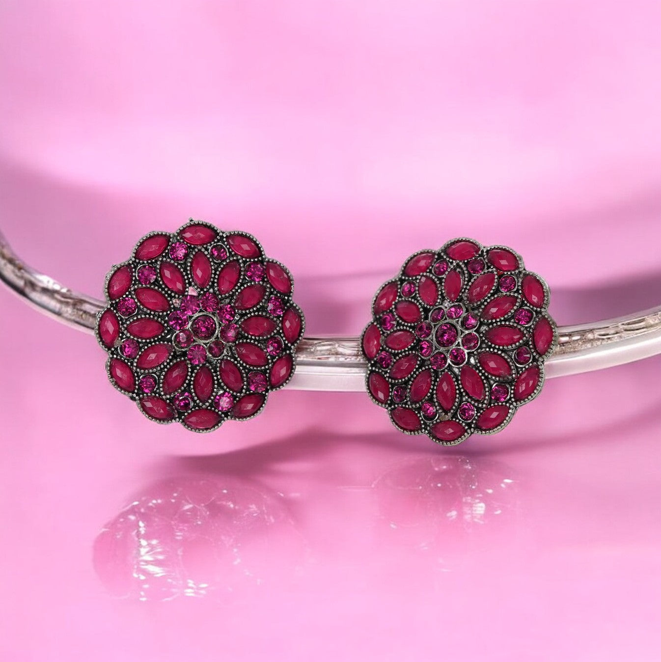 Berry Floral Cluster Studs
