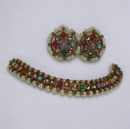 Multi Pachi Kundan Choker Set – Traditional Bridal Jewellery by Magical Wings