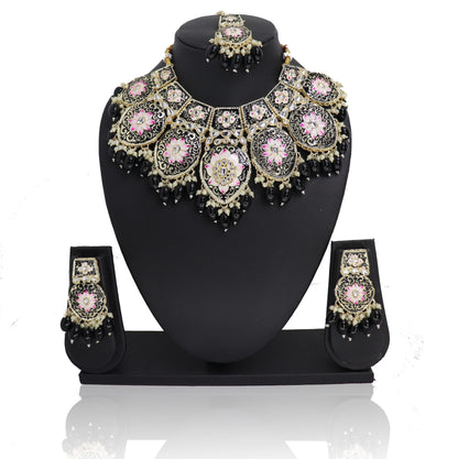 Blackish Fushion Meenakari Set