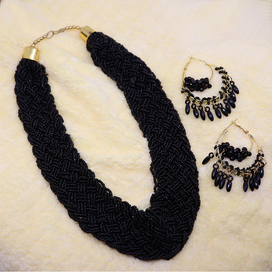 Braided Blackish Tibetan Collar Set