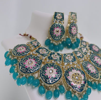 Skyish Fushion Meenakari Set