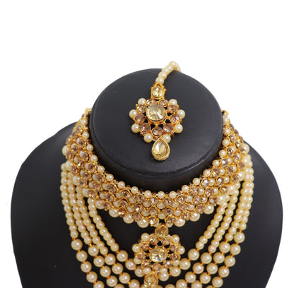 Nudish Pearl Choker Set – Elegant Indian Pakistani Jewellery by Magical Wings